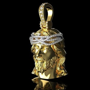 Colgante de Jesús con Moissanita de 1.50 CTW en Plata 925 con Baño de Oro de 14k, Fe que Brilla para Siempre, Estilo Hip Hop - Product Image 4