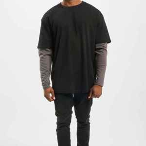 Camisetas de Doble Capa para Hombre Hechas a Medida de Alta Calidad, Ropa de Verano, Color Personalizado, 100% Algodón, Camiseta de Doble Capa para Hombre - Product Image 1