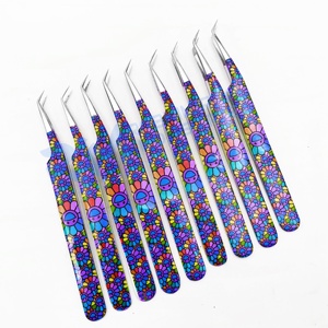 Pince à épiler RMI en acier inoxydable à pointe en fibre, 45 degrés, à pointe dentelée, pour cils et sourcils, option logo personnalisé, vente en gros - Product Image 4