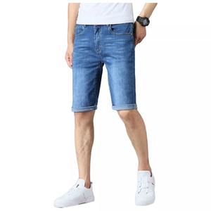 Pantalones cortos de mezclilla azules clásicos para hombre, informales, ajustados, ropa de playa de verano, cómodos, de algodón - Product Image 1