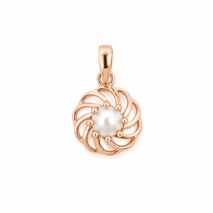Namivaa 18K Rose Gold <b>Pearl</b> Pendant Necklace <b>Set</b> for Women High Polish Floral Swirl Design Party Wedding Gift <b>Jewelry</b> - Product Image 4
