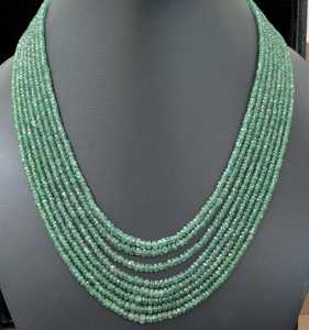 AAA Natural Zambian Emerald Multi-Strand 8 Layer Choker <b>Necklace</b> Hand Faceted Gemstone <b>Beads</b> Luxury Fine Jewelry Platinum Black - Product Image 1