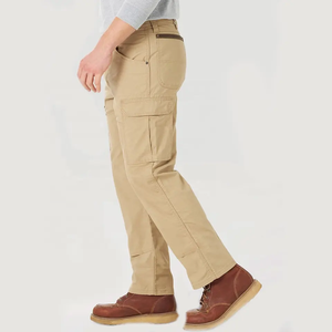 Pantalon cargo utilitaire kaki pour homme, coupe droite, durable, pour usage quotidien, randonnée en extérieur, confortable, poches fonctionnelles - Product Image 3