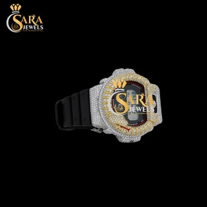 Reloj de Diseño con Esfera Cuadrada y Diamantes, Correa de Caucho con Moissanita VVS, Números Romanos, Joyería de Lujo de la India - Product Image 2