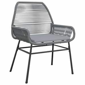Ensemble de salle à manger en rotin poly gris de 5 pièces avec coussins Meubles en verre durable pour les repas en plein air - Product Image 4