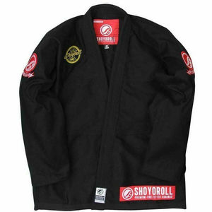 ชุดยิวยิตสู Shoyorol Cut BJJ สีดำ ผ้าฝ้าย 100% ทรงหลวม ไซส์ผู้ใหญ่ รับสกรีนโลโก้ 440-GSM ระบายอากาศได้ดี สำหรับศิลปะการต่อสู้บราซิลเลียนยิวยิตสู - Product Image 1