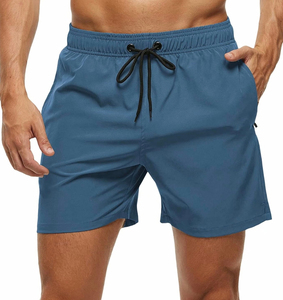 Pantalones Cortos de Natación para Hombre 2026 al por Mayor, Azules Sólidos, de Secado Rápido, con Cordón en la Cintura y Bolsillos Laterales, de Poliéster Tejido Casual de Longitud Corta - Product Image 1