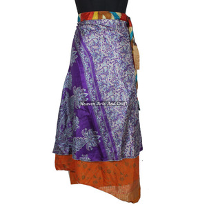 Wholesale Discount!!! Assorted Indian Silk Sari Magic Wrap <b>Skirts</b> 100 Pcs <b>Boho</b> Stylish Multi Color Summer Wear Comfortable - Product Image 5
