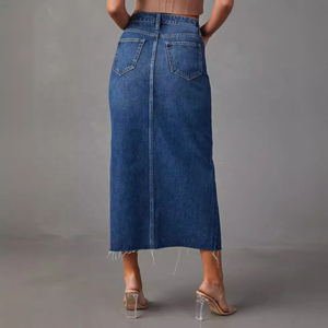 Nueva Falda Vaquera Abierta para Mujer, de Cintura Alta, Lavada, Estilo Europeo y Americano - Product Image 4