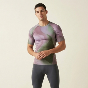 OEM Custom Mens Half Sleeve Compression Fitness Shirt Stretch Athletic Gym Workout Performance Apparel - Product Image 1