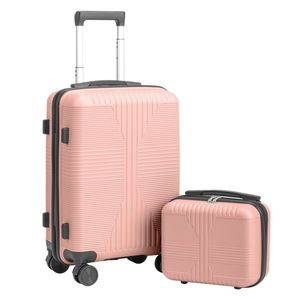 Set di Valigie 2-in-1 in PP Oro Rosa alla Moda, Senza TSA, 12/20 Pollici, con Cerniera, per Viaggi - Product Image 1