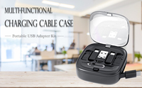 Kit adaptateur de câble de charge rapide USB-C rétractable S10 60W 8-en-1 PD avec support pour carte Nano SIM et TF, organiseur de voyage ultra-portable