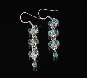 Natural Blue Topaz <b>Dangle</b> <b>Earrings</b> 925 Sterling <b>Silver</b> Handmade Blue Gemstone Jewelry Wholesale Elegant Drop <b>Earrings</b> for Women - Product Image 1