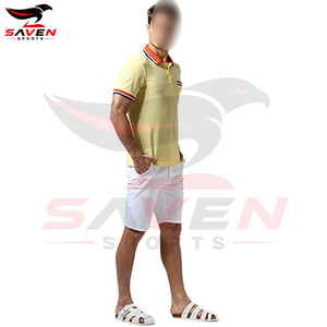 Wholesale Custom Mens <b>Polo</b> <b>Shirt</b> Short Sleeve <b>Yellow</b> Contrast Trim Custom Printed Logo OEM ODM Service Men Casual <b>Shirts</b> - Product Image 5