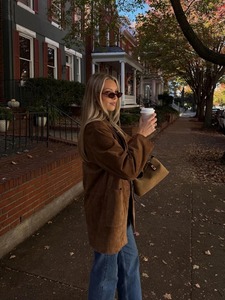 Brown Suede <b>Blazer</b> For Women Vintage Suede <b>Jacket</b> 90s Oversized <b>Blazer</b> Western Designer Fall Coat - Product Image 2
