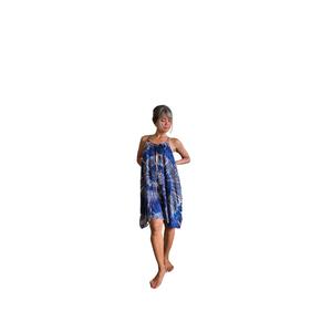 Boho Style Women Midi Dress Rayon Tie Dye Pattern Sleeveless Round Neck Blue Grey Resort Wear Dress - Product Image 2