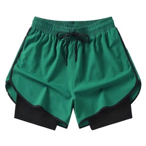 Pantalones Cortos Deportivos de Cintura Alta para Hombre, Color Sólido, Cordón Ajustable, Secado Rápido, Spandex, Poliéster, Franja Lateral Negra, Longitud Corta, OEM, ODM - Product Image 2