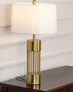 Lampe de table moderne en or KS International, faite à la main, écologique, avec abat-jour blanc à impression numérique pour chambre à coucher et salon - Product Image 3