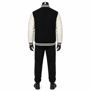 Veste bomber de baseball universitaire personnalisée pour homme, style streetwear, en mélange de laine et manches en similicuir, avec patch brodé, vente en gros - Product Image 4