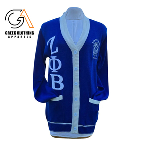 Zeta Phi Beta Hot Selling High Quality Autumn <b>Thick</b> Long Sleeve O Neck Acrylic Unisex Sorority Zeta Phi Beta Front <b>Cardigans</b> - Product Image 2
