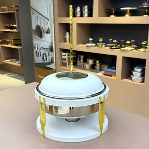 Gold Rectangular Chafing Dish Stainless Steel <b>Roll</b> Top Buffet Food Warmer with Glass Window for Hotel Catering - Product Image 4