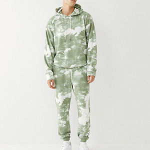Mens Green Solid Cotton/Polyester <b>Lightweight</b> <b>Hoodie</b> Tracksuit Set Casual Hooded Sweatshirt and Jogger Pants Streetwear Outfit - Product Image 5