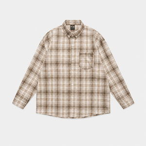 เสื้อเชิ้ตแขนยาวลายสก็อตผู้ชายขายส่ง คอปกพับได้ ผ้าฝ้ายฟลานเนล 100% ระบายอากาศได้ดี ผ้าถัก สปริง คัสตอม - Product Image 2