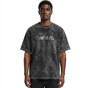 T-shirt Homme en Coton 100% Coupe Classique Délavé à l'Acide avec Logo Personnalisé, Tissu Satiné Lourd Décontracté à Séchage Rapide – Vente en Gros - Product Image 1