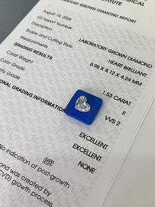 Diamants blancs cultivés en laboratoire en forme de cœur certifiés IGI 1,53 ct/1,02 ct, pureté VVS, diamants en vrac pour bijoux, diamant de laboratoire CVD - Product Image 2