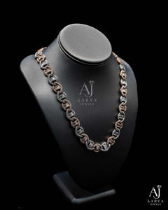 AARVA JEWELS Cadena de eslabones cubanos de plata de ley 925 con moissanita, corte brillante, chapada en oro, joyería hip hop, tercera parte - Product Image 1