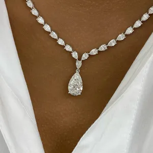 สร้อยคอเพชรทรงลูกแพร์ Tishya Diamond 19.6 กะรัต รับรองโดย IGI ทองคำขาว 14K สร้อยคอเพชรเทียมทรงลูกแพร์สุดหรูสำหรับผู้หญิง - Product Image 5