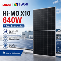 Panneaux solaires Tier 1 Longi 640-670W Hi-MO X10 N-Type à demi-cellules, module PV à 24,8% d'efficacité, garantie 25 ans, pour la maison