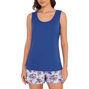 Nouvelle tenue d'été tendance en deux pièces, confortable, douce, en tissu 100% coton, légère, décontractée, coupe ample pour femmes - Product Image 1