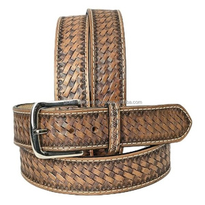 Cinturones de Cuero Genuino Estilo Western Personalizables con Hebilla de Latón, Tamaños Personalizados, Venta al por Mayor, Cinturón de Vaquero/Vaquera - Product Image 1