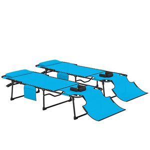 Set di 2 Sdraio Pieghevoli Blu per Piscina con Schienale Reclinabile a 5 Livelli, Foro per la Lettura e Tasca Laterale - Product Image 1