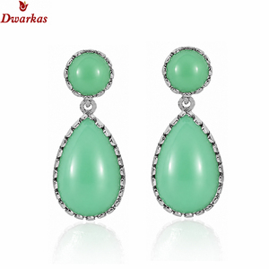 Pendientes de lágrima hechos a mano de plata de ley 925 maciza con crisoprasa, pendientes de piedra preciosa de alta calidad para aniversario de boda. - Product Image 2