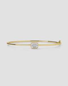Bracelet jonc fin en diamant de 1,6 mm, serti de diamants émeraude cultivés en laboratoire, en or massif 14K 18K, style moderne et minimaliste, pour usage quotidien, bijoux raffinés - Product Image 1