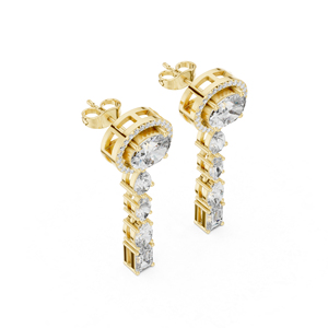 Pendientes de Oro Amarillo de 14K con Diamantes de Corte Esmeralda/Marquesa/Pera/Ovalado para Mujer, Ideales para Aniversario |   Diamante Cultivado Nuevo - Product Image 6