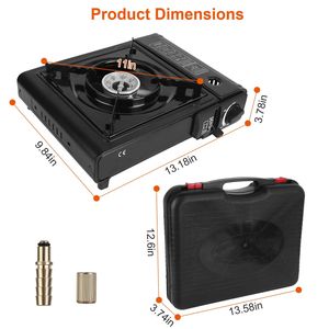Réchaud de camping portable 3300W à double combustible avec éjection automatique de la bouteille et allumage piézoélectrique, compatible avec les cartouches de butane - Product Image 3