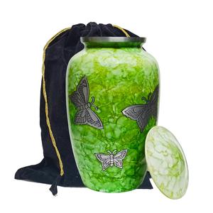 Nueva urna de cremación amarilla personalizada con mariposas grabadas a mano, urnas funerarias decorativas para cenizas de adultos. - Product Image 4