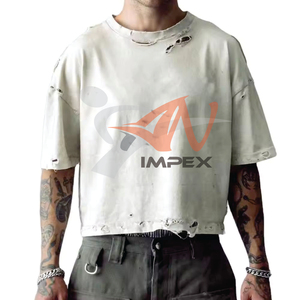 T-shirt court décontracté pour homme, respirant, coupe oversize, séchage rapide, effet vintage délavé, style boxy, vente en gros 2026 - Product Image 2