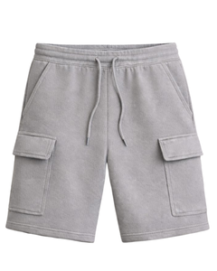 กางเกงขาสั้นคาร์โก้สีเทาอ่อนสำหรับผู้ชาย เอวยางยืด มีเชือกผูก สไตล์ลำลอง สตรีทแวร์ กระเป๋าหลายช่อง กางเกงขาสั้นฤดูร้อน รับทำโลโก้ตามสั่ง ผู้ผลิต OEM - Product Image 1