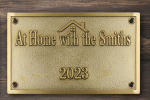 Notre Happy Place 2020 : Étiquette rectangulaire en laiton découpée au laser et gaufrée en 3D avec impression par transfert thermique - Product Image 3