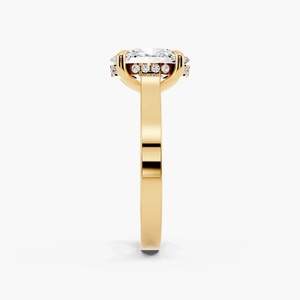 แหวนเพชรทรงรีเพาะเลี้ยงในห้องปฏิบัติการ พร้อมใบรับรอง IGI ประดับเพชรแบบ Pave Band ดีไซน์ Solitaire ตัวเรือนแบบสี่ขา ตัวเรือนทอง 10K 14K 18K เงิน 925 935 - Product Image 4