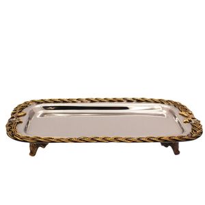 Luxury Gold Finish <b>Round</b> <b>Tray</b> with Artistic Cut Rim, Metal Serving Platter for <b>Table</b> Decor and Gifting Purpose - Product Image 3