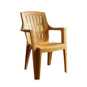 Modern Injection Moulded Plastic <b>Dining</b> Chair Slatted Back <b>Armchair</b> Acrylic Lined Foam Filled Non-Foldable Home Furniture <b>Dining</b> - Product Image 1