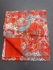 <b>Handmade</b> Vintage Bohemian <b>Quilt</b> Eco-Friendly Printed Cotton Red Floral Paisley Pattern All Season Home Decor - Product Image 2