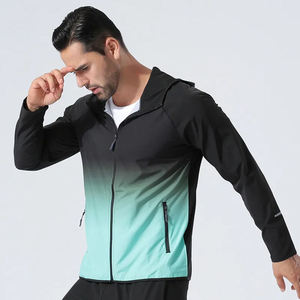 Veste de sport pour homme à coupe ajustée, légère, à séchage rapide, coupe-vent, à capuche, avec fermeture éclair, pour la course à pied, le sport en plein air, la salle de sport - Product Image 3
