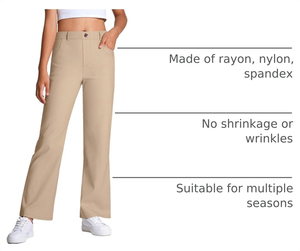 Pantalones de Vestir para Niñas, Cintura Elástica, Estilo Ligeramente Acampanado, con Dos Bolsillos Laterales, Uniformes Escolares - Product Image 5
