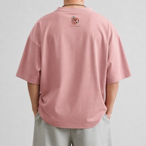 เสื้อยืดคอตตอนถักทรงโอเวอร์ไซส์สำหรับผู้ชาย ดีไซน์เปล่าสำหรับสั่งทำ บริการ OEM ระบายอากาศได้ดี เป็นมิตรกับสิ่งแวดล้อม เสื้อผ้าสตรีทแวร์สำหรับฤดูร้อน - Product Image 5